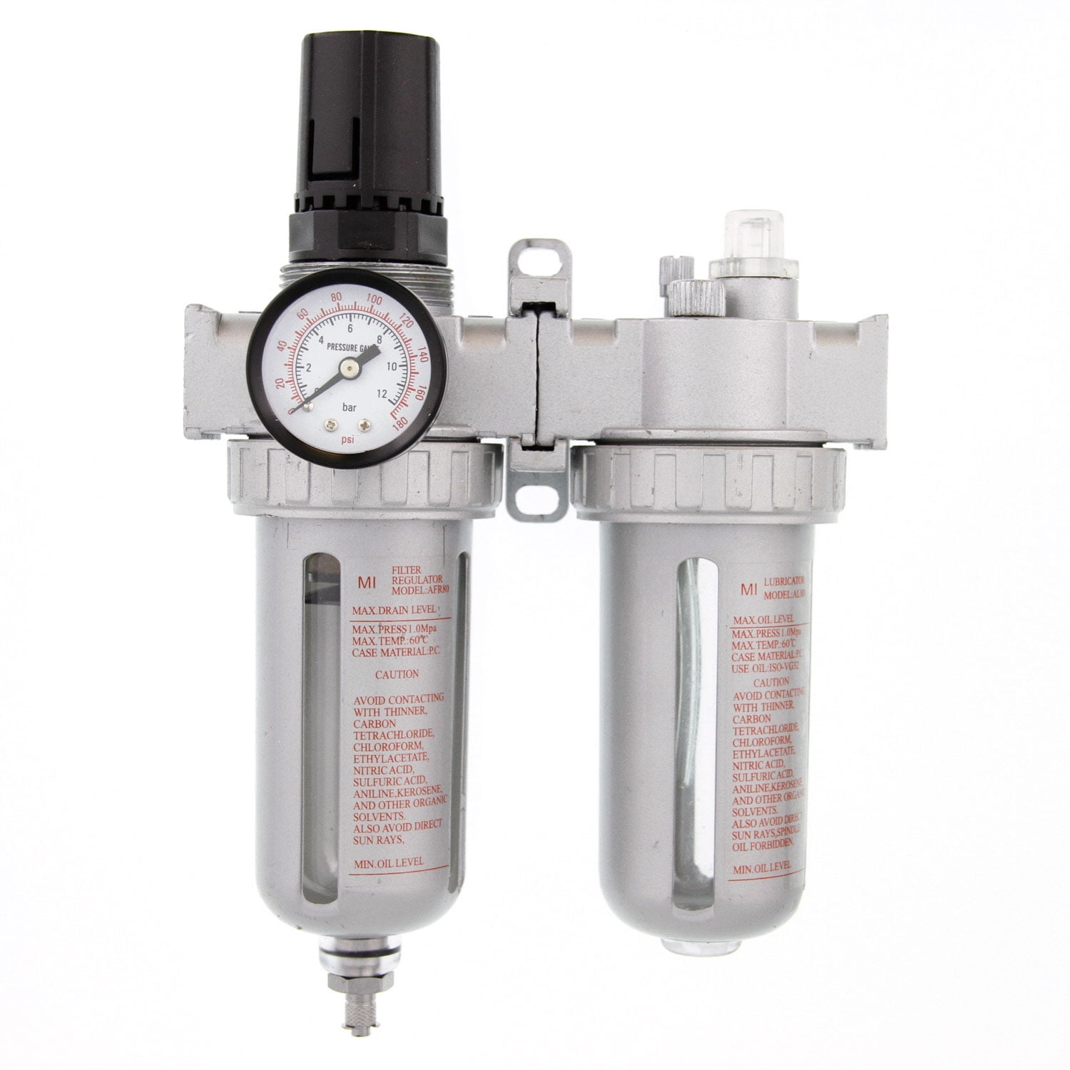 Air Pressure Regulator Filter Water Separator with Pressure Gauge Aluminum US 