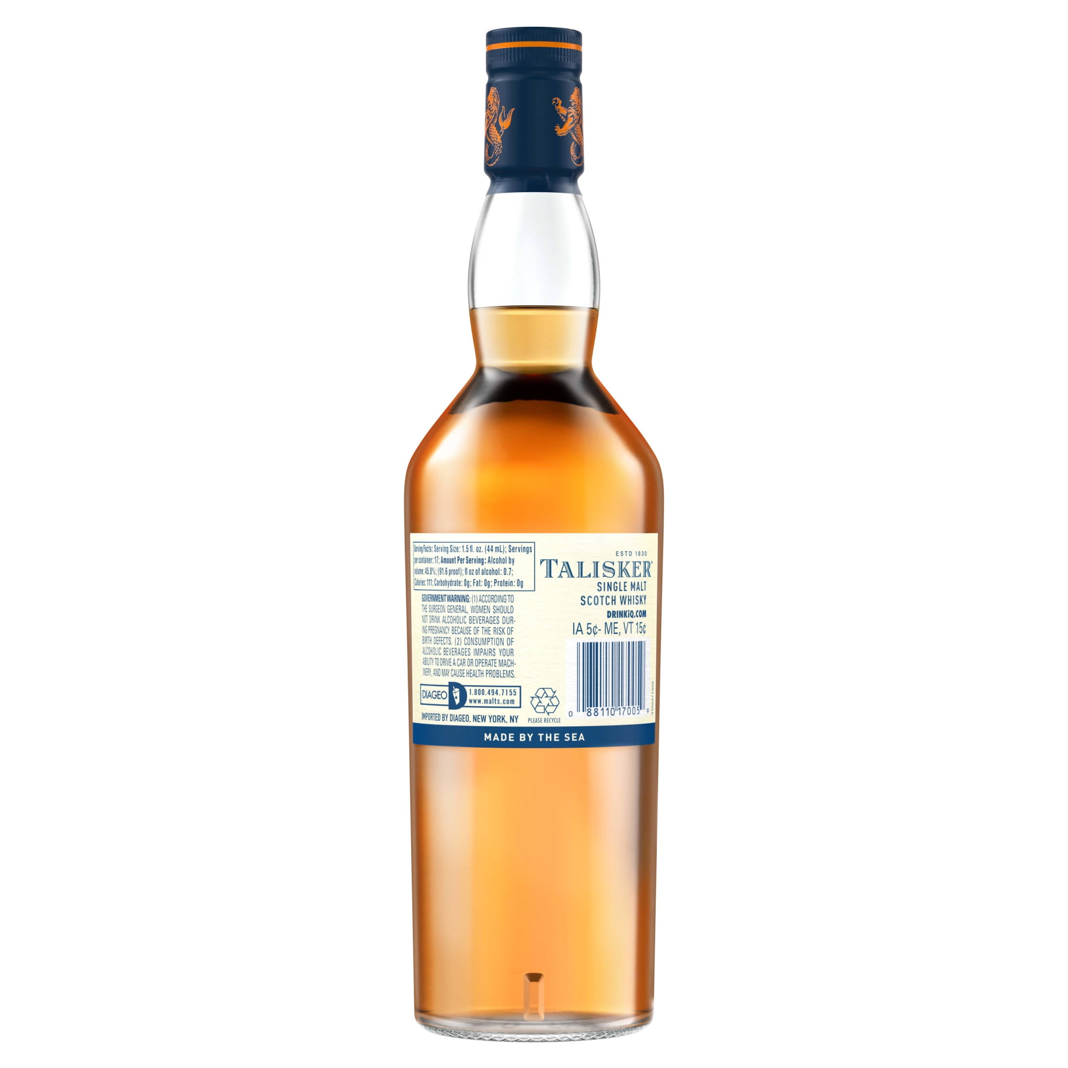 Talisker 10 Year Old Single Malt Scotch Whisky, 750 mL, 46% ABV