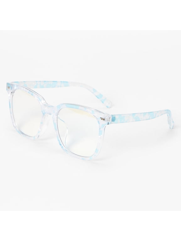 Pearlized Blue Retro Clear Lens Frames