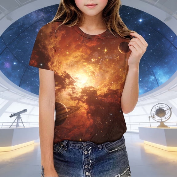 Amidoa Graphic Girls Short Sleeve Crewneck T-shirt Soft Casual Cute Summer Tops Multicolor,13 Years