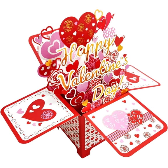 NestE - Valentines Day 3D Greeting Pop Up Card,Romantic Anniversary Card for Wife,Husband,Her,Him,Couple, Includes Envelope and Note Tag