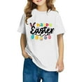 thumbnail image 2 of Posijego Easter Shirts for Girls Boys Letter Graphic Tees Kids Crew Neck Short Sleeve T-Shirts, 2 of 7