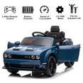 thumbnail image 2 of Dodge Challenger 12V Ride On Car, Battery Electric Car for Ages 3+ Kids, Licensed SRT Hellcat Ride On Toys with Remote Control, LED Lights, USB, Bluetooth Music, Blue, 2 of 8