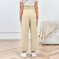 thumbnail image 3 of Bnwani Toddler Girl Pants Lace Up High Waist Pant Lightweight Pockets Casual Loose Long Trousers Size 4-13 Beige, 3 of 7