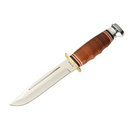 Ka Bar Knives Aluminum Knife - Ka-Bar Leather Handled Marine Plain Edge Hunter Knife