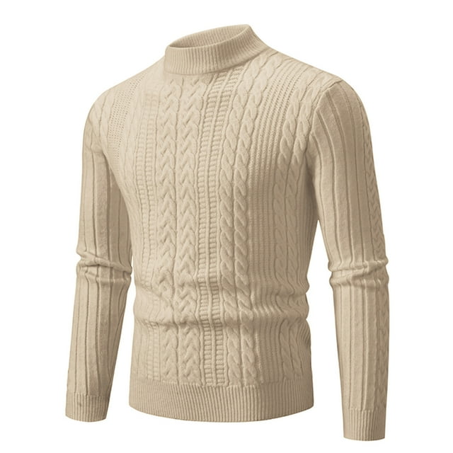 Weiqiqre Chandails pour Hommes Chandail Col Roulé Torsadé Manches Longues Automne Hiver Chandail Thermique