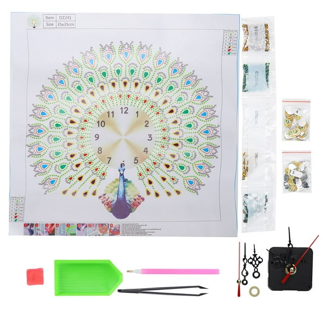 Wall Clock Painting Resin Rhinestone + Cloth Aesthetic Sense DIY Clock Drawing For DIY For Painting Decoration DZ242
