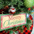 thumbnail image 2 of Festive Merry Christmas Wooden Sign - 12.5" x 6", Christmas Decoration, Green Border, Kitchen, Yard, Front Door, Patio, 2 of 2