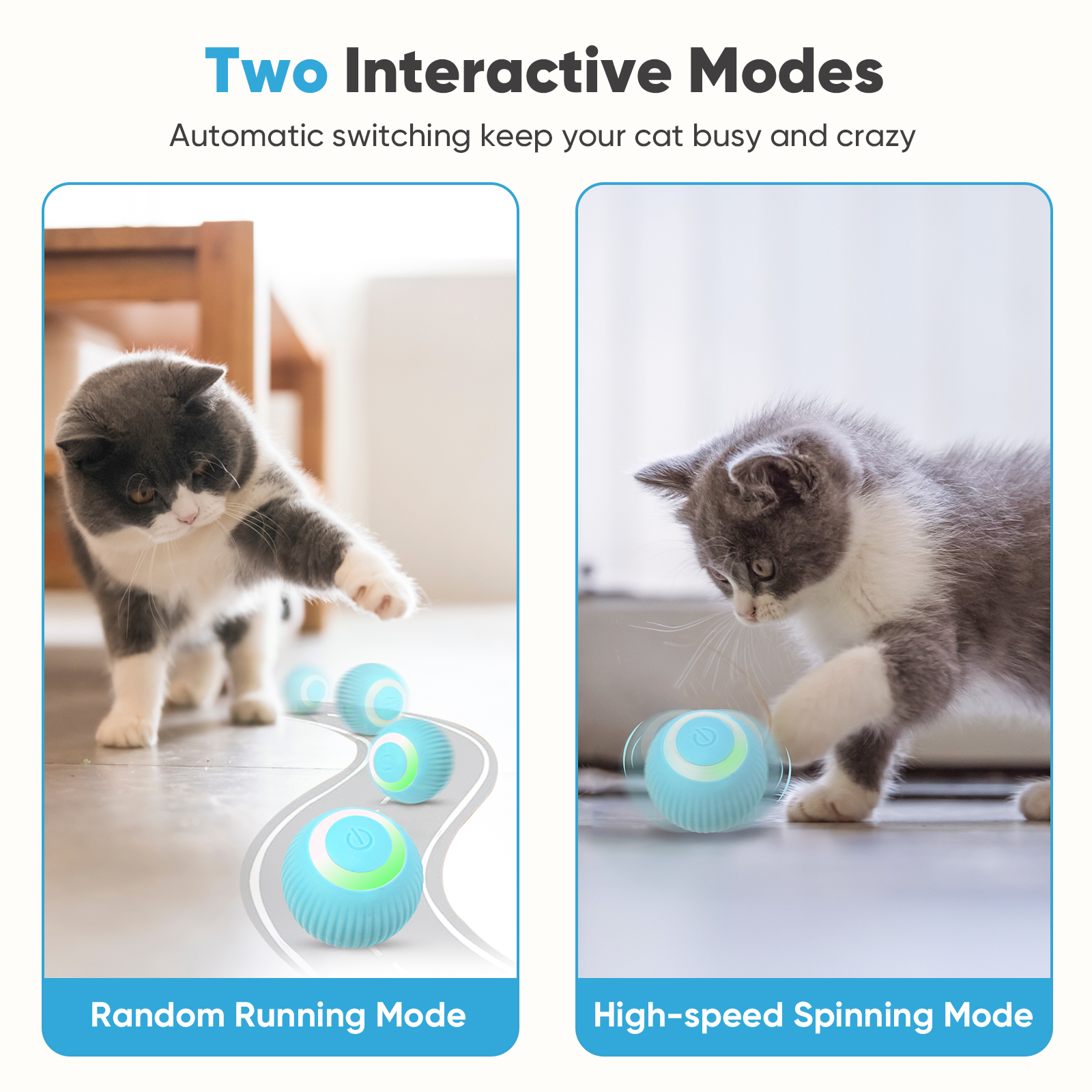Petbobi Interactive Automatic Rolling Cat Ball Toy photo 7