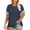 Navy, variant on Plus Size Women's Summer T-Shirts V Neck Raglan Sleeve Color Block Casual Loose Fit Soft Polyester Cotton Blend Tops for Daily Wear Party Machine Washable