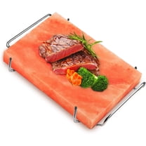 ZK Himalayan Salt Block with Steel Tray for Grilling- Cooking, Cutting, and Serving, 12”x8”x1.5”, Food Grade Rock Salt Plate, Salt Slab a Unique Gift for Men, Women, Chefs & Cooks