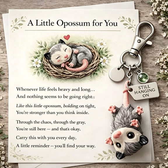 BOMD Crochet Possum Rearview Mirror Hanging Ornament, Multicolor, Handmade, 1 Count, 10x5x5 cm
