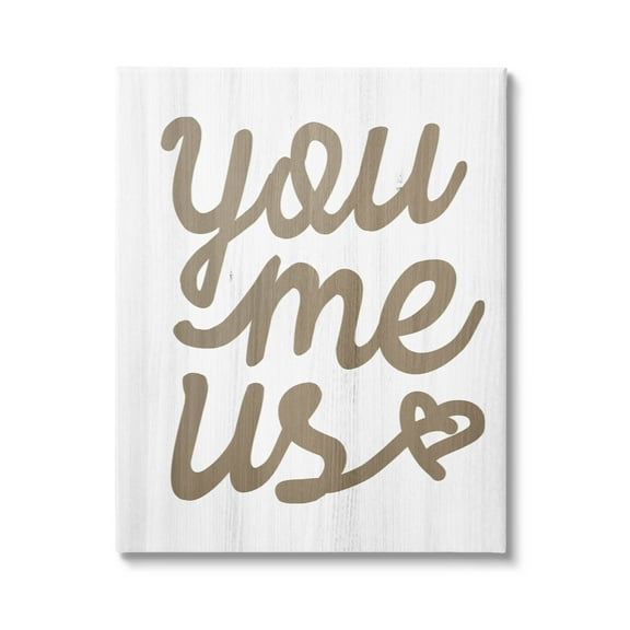 Stupell Industries You Me Us Heart Phrase Graphic Art Gallery Wrapped Canvas Print Wall Art, Design by Lil' Rue