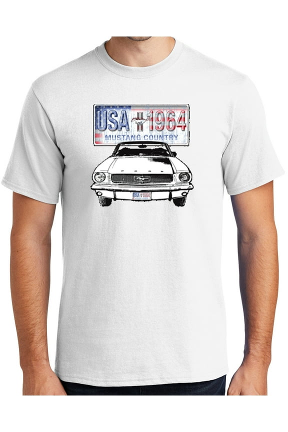 '64 Ford Mustang Country Cotton T-shirt, 4XL White - Tall