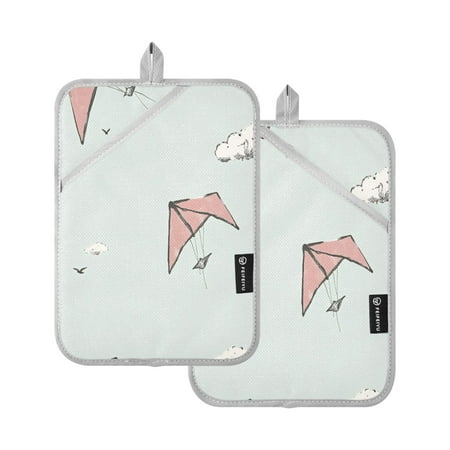 

Kite Set of 2 Heat-Resistant Quilted Pads Silver Polyester 7 x 9.8
