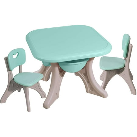 RedSwing Kids Table and Chairs Set with Center Storage Box, Table and Chairs for Toddlers (2 Chairs Included), Ideal for Arts, Crafts, Snack Time, Homework, Blue