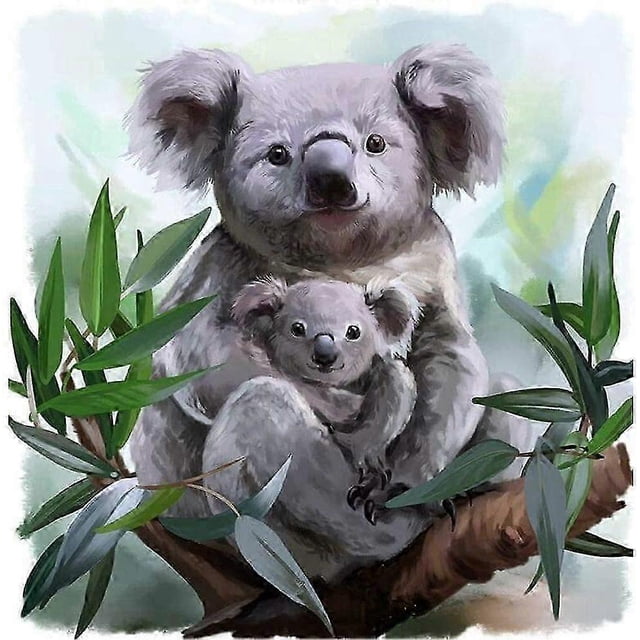 2024 Diamond Painting Kit for Adults, Kids, Bedroom Decor, Office - Koala with Baby - 30 x 30 cm