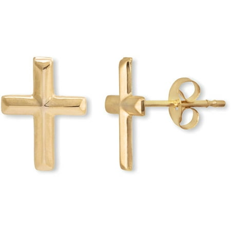 14kt Gold Cross Stud Earrings