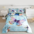 thumbnail image 2 of Homewish Kawaii Butterfly Bedding Comforter Set,Modern Painting Artistic Twin Comforter Sets,Blue Purple Bedding Set For Girls Kids,Luxury Bedroom Decor Reversible,2pcs, 2 of 8