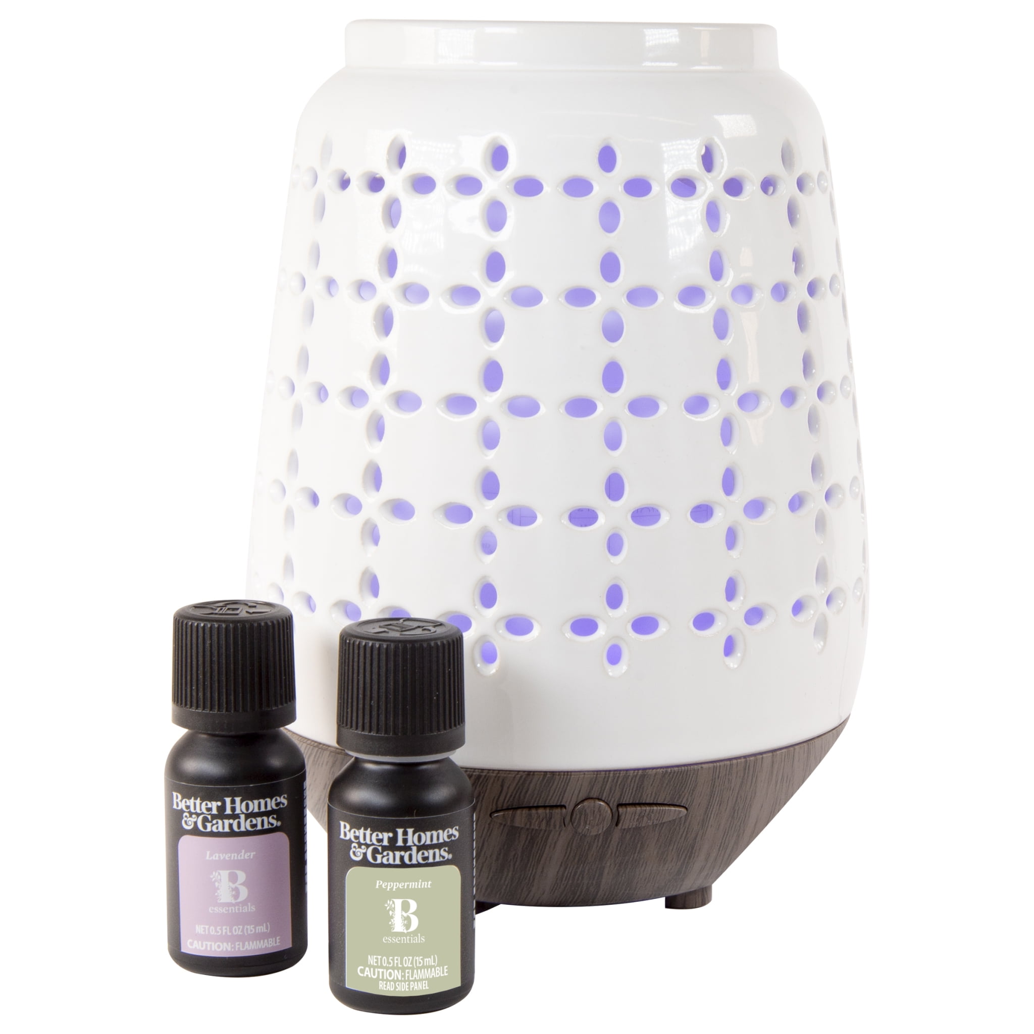 Better Homes & Gardens Cool Mist Ultrasonic Aroma Diffuser 3 Piece Set, Pierced Ceramic, 250 mL