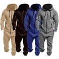 thumbnail image 1 of Blekii Combinaison pour Hommes Style Sweat à Capuche une Pièce Couleur Unie Confortable Décontractée Bleu 4TG, 1 of 9
