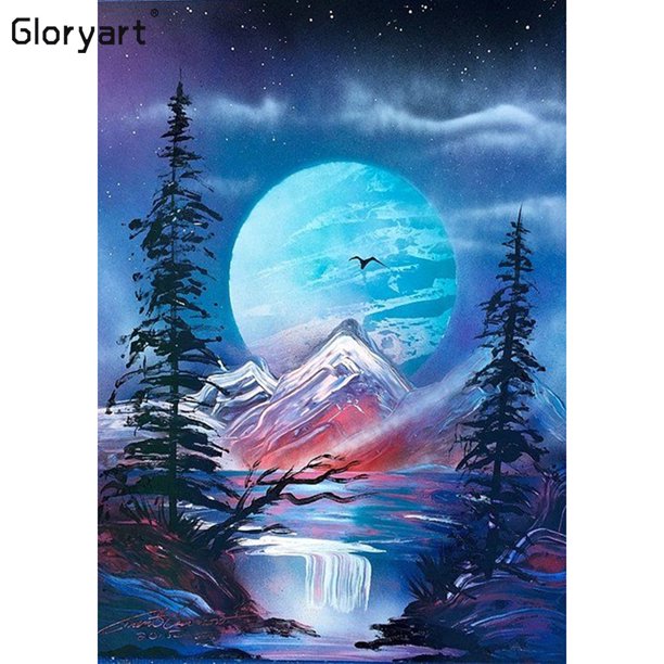 Taladro Pintura Diamante (DE0808) Gloryart 5D DIY Luna Llena Bordado Kit (lw025) 40x50cm Hugtrwg Para estrenar