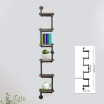 6-Tier Industrial Floating Shelves Wall Mount Pipe Shelves Wood Ladder Bookshelf