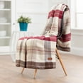 thumbnail image 2 of Chanasya Red Cream Sherpa Plaid Throw Blanket - Soft Cozy Warm Plush Fluffy Fleece Flannel Throws Blankets for Sofa Couch Living & Bed Room - Rustic Fall Autumn Winter Holiday Camping Blanket & Decor, 2 of 5