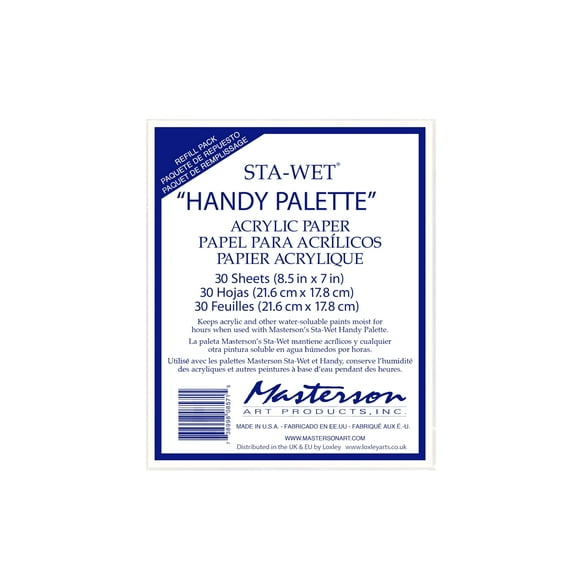 Recambio de papel acrílico Masterson Sta-Wet Handy Palette, 30 hojas