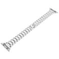 thumbnail image 5 of Correa de reloj de metal Correa de reloj de repuesto con tachuelas de diamantes de imitación de 5 filas adecuada para reloj IOS de 42 mm/44 mmPlata, 5 of 5