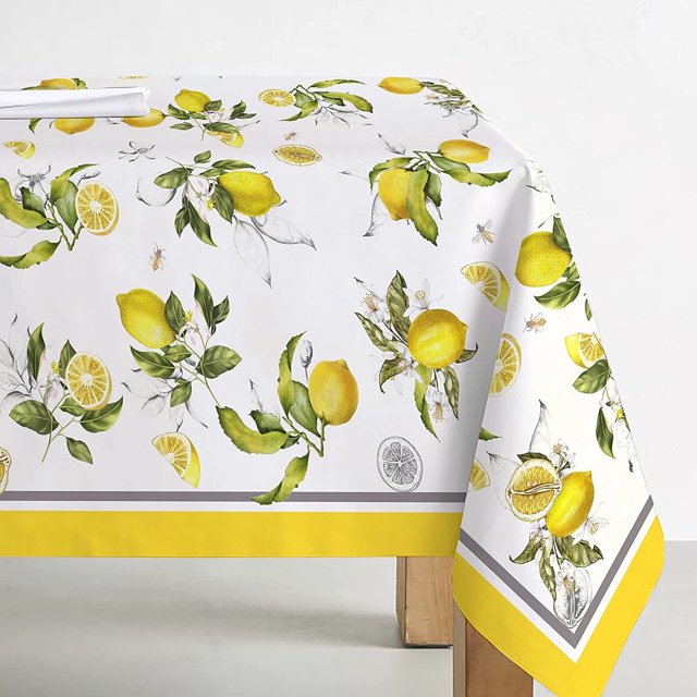 Lemon Polyester Tablecloth for Kitchen Dining / Tabletop / Decoration / Parties / Picnic,BBQ / Weddings / Spring & Summer (Rectangle, 60"×120"