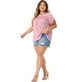 thumbnail image 3 of DARING DIVA Women's Plus Soft Tops with Swiss Dots Crew Neck  Casual Blouses L Pink, 3 of 6
