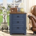 thumbnail image 4 of Joaxswe End Table with Charging Station Set of 2, Bedside Table with 3 Drawer and Storage Cabinet, Small Adult Nightstand for Home Office, Navy, 4 of 8