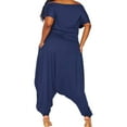 thumbnail image 4 of Women'S Plus Navy Off the Shoulder Harem Jumpsuit, 4 of 7