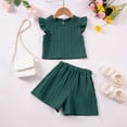 thumbnail image 5 of Wdgfv Toddler Girls Summer Outfits Fly Sleeve T-Shirt and Shorts Set Casual Playwear Comfortable 2 Piece Clothing for 1-5 Year Olds Green 12-18 Months, 5 of 9