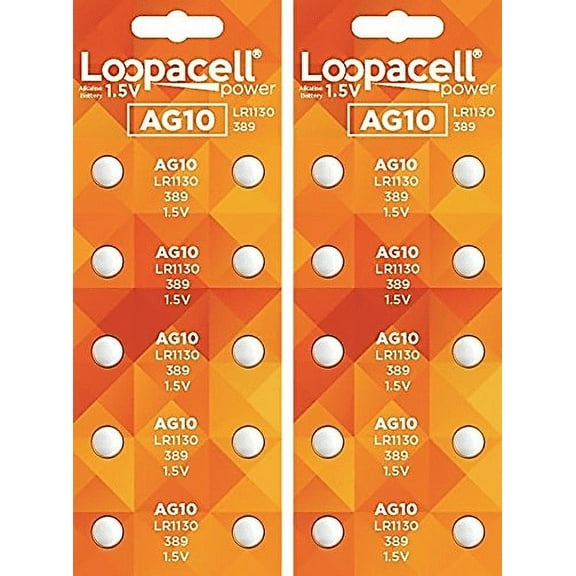 LOOPACELL AG10 LR1130 389 Alkaline Watch Batteries X 20