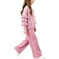 thumbnail image 2 of OGLCCG Girls 2 Piece Outfit Winter Long Sleeve Knitted Sweaters and Wide Leg Pants Kids Girl Clothing Sets,Size 1-8, 2 of 5