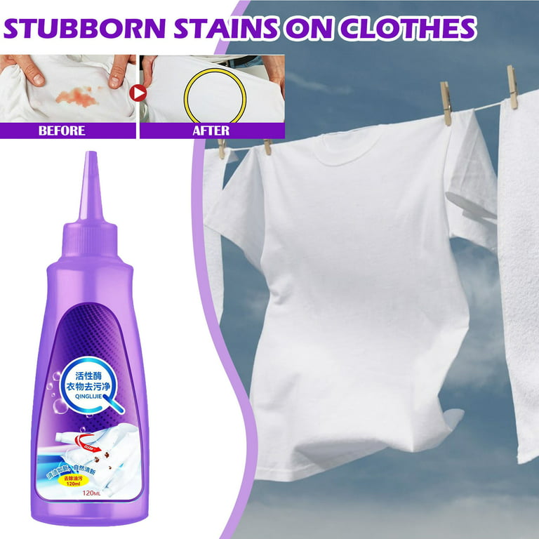 Advanced Active Enzyme Laundry Stain Remover - Stubborn Stains Cleaner,  Clothes Oil Stain Remover, White Shirt Guardian - Fast Formula (120ml) 