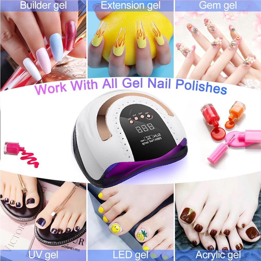 DEISNGB 268W UV LED Nail Lamp, Nail Dryer for Gel Polish,UV Light For Gel Nails, 4 Timers UV Nail Lamp Professional Nail Light, 57Pcs Lamp Beads and Automatic Sensor(White)