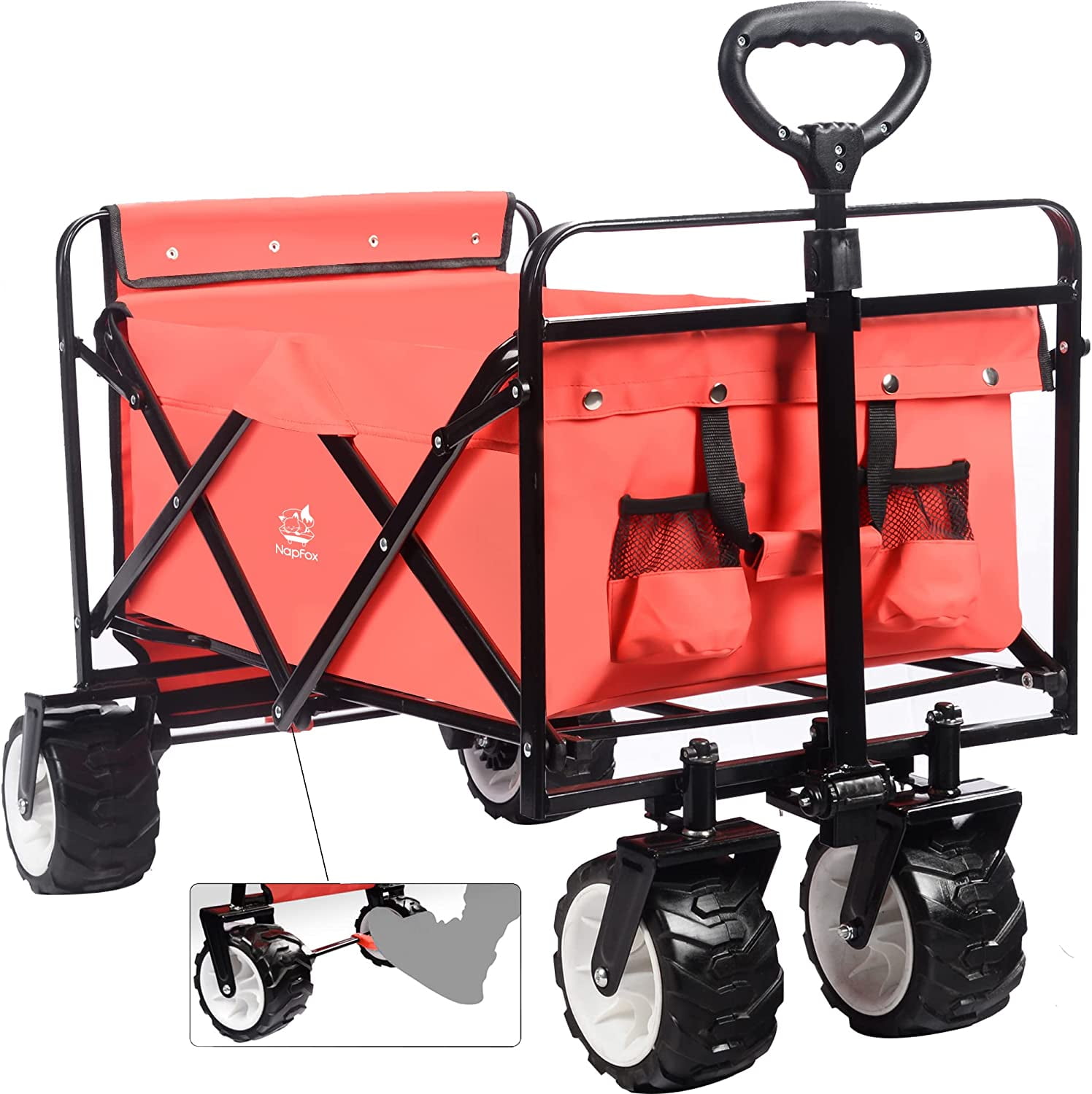 Collapsible Heavy Duty Folding Wagon Cart Utility Wagon All Terrain Beach Wheels Adjustable