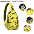thumbnail image 2 of Sling Backpack,Yellow Halloween Bats Sling Bag with Water Bottle Holder,Waterproof Sling Bag for Men/Women with Headphone Jack for Hiking,Travel, 2 of 6