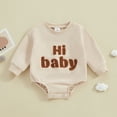 thumbnail image 2 of Bagilaanoe Newborn Baby Girl Boy Oversized Romper Sweatshirt Long Sleeve Bodysuits Letter Embroidered Pullover 3M 6M 12M 18M Infant Casual Tee Tops, 2 of 7