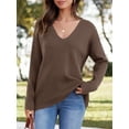 thumbnail image 2 of Womens Oversized Deep V Neck Sweaters Fall Winter Long Sleeve Knit Pullover Jumper, 2 of 6