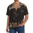 thumbnail image 1 of Balery Starry Night Black Sheep Camisa Casual de Manga Corta con Botones para Hombre, Texturizada, Estilo Cubano, para Playa, Verano-X-Large, 1 of 5