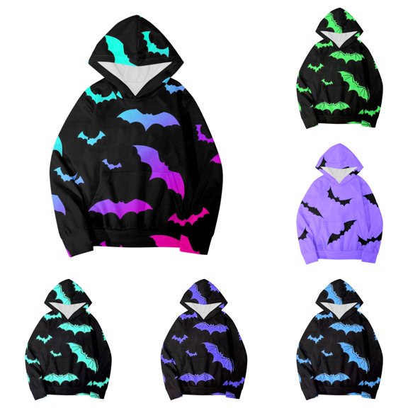 Vividxx Hoodies For Girls Toddler Halloween Cartoon Print Warm Hoodie Kids Long Sleeve Pullovers Tops Trendy Fashion 18-24 Months