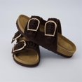 thumbnail image 4 of Cushionaire Cashew Slip On Genuine Suede Leather Womens Sandals - Braided Double-Strap Design with Adjustable Big Buckle | Sandals for Women, 4 of 19