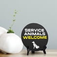 thumbnail image 2 of Service Animals Welcome Circle Table Sign with Acrylic Stand (5x5") | Public Spaces Signage, 2 of 9