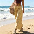 thumbnail image 5 of Yungyresw Women's Plaid Barrel Pants Wide Leg Elastic Waist Casual Culottes Pants Breathable Drawstring Loose Pants With Pocket Fluorescence Yellow L, 5 of 5