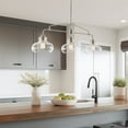 thumbnail image 6 of Kira Home Harlow 38" Schoolhouse Island Light, Glass Shades, Farmhouse Silver Hanging Light, Schoolhouse Glass, 6 of 8