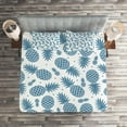 thumbnail image 2 of Ambesonne Blue Quilted Coverlet 3 Pcs, Tropical Fruit Pineapple, Queen Size, Blue White, 2 of 2